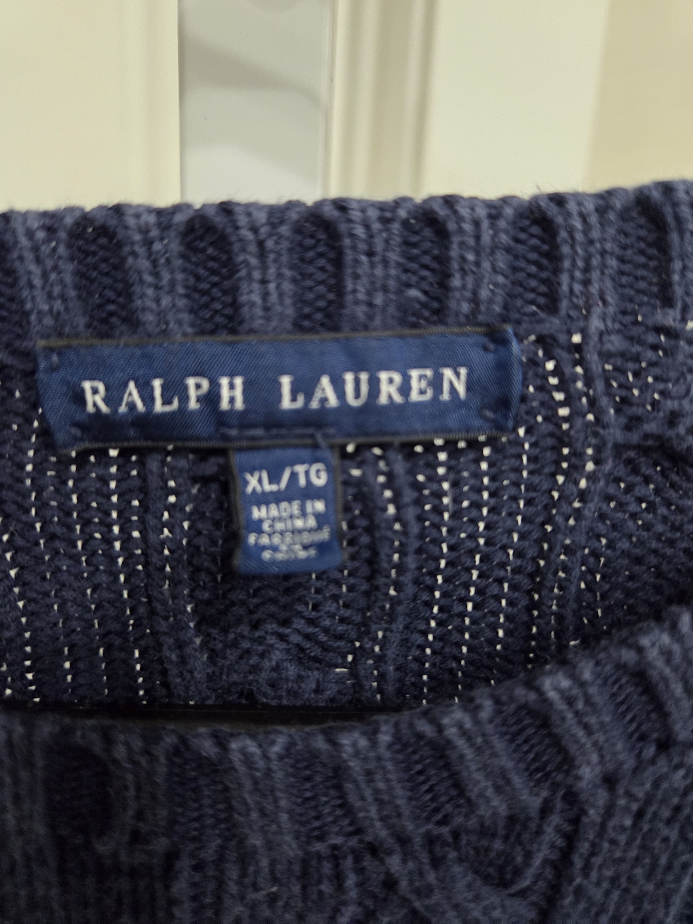 Ralph Lauren Navy Cable-Knit Crewneck Sweater Size XL - Picture 4 of 7